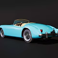 Classic Blue Convertible Car With Vintage Design And Tan Interior