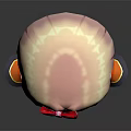 Cute Anime Game Character With Pink Hair Red Bow Blue Eyes And White Orange Outfit