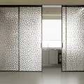 Modern Kitchen Sliding Doors With Textured Glass And Black Frame
