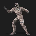 Mummy Game Movie Character With Tattered Bandages Scary Expression And Stretching Arms