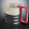 Square Cup Featuring Red Rim Handle White Black Color And White Stripes On Black Section