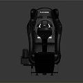 Ergonomic Black Office Chair with Steering Wheel and Pedals for Gaming Simulation Use