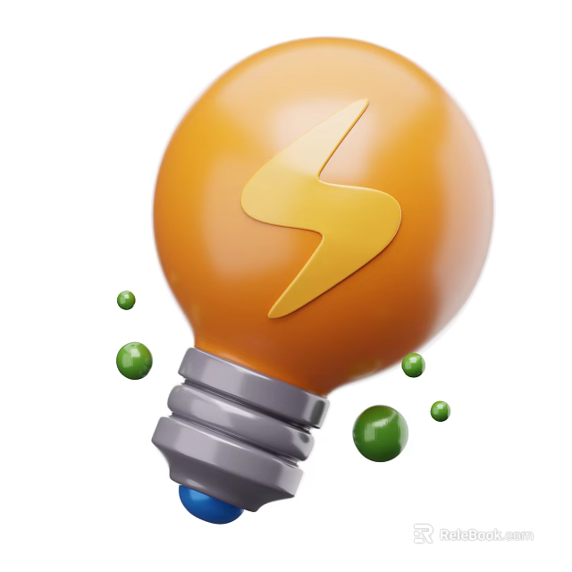 Smart Machine With Orange Light Bulb Yellow Lightning Symbol And Green Dots Generating Innovative Ideas 3d model 