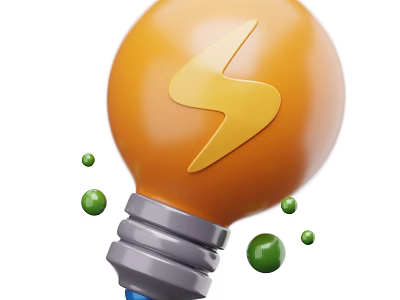 Smart Machine With Orange Light Bulb Yellow Lightning Symbol And Green Dots Generating Innovative Ideas 3d model