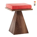 Modern Minimalist Solid Walnut Wood Single Chair With Comfortable Bright Red Fabric Padded Seat