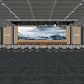 Modern Conference Room Interior With Arranged Black Office Chairs And Meeting Wall