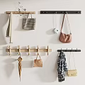 Wooden And Black Wall Hooks For Organizing Hanging Handbags Scarves And Umbrella