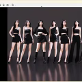 Women Posing in Stylish Outfits Against Gray Background With Reflective Floor