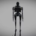 Black Humanoid Robot With Slender Mechanical Limbs And Metallic Body 3d model