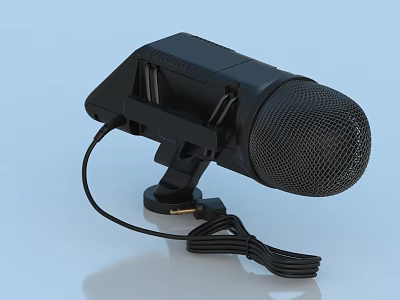High Performance Black Headphones and Speakers With Stand Cable and Microphone 3d model