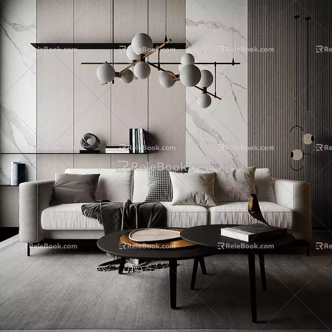 Modern sofa coffee table combination 3d model