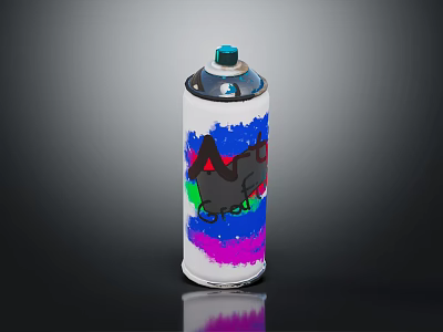 Vibrant Spray Paint Can With Colorful Graffiti Design And Blue Nozzle For Decorative Use 3d model