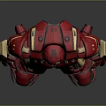 Red And Gold Armored Mech Game Movie Character In Standing Pose With Metallic Details