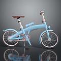 Light Blue Vintage Bicycle With Brown Seat And White Handlebars Classic Design