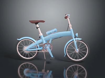 Light Blue Vintage Bicycle With Brown Seat And White Handlebars Classic Design 3d model