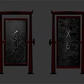 Red Display Shelves with Sturdy Red Frames and Black Display Panels