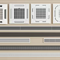 Various Air Conditioner Vent Designs With Square Linear Grille Styles And Colors 3d model