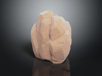 Natural Stone With Rough Texture And Polyhedral Design In Light Brown Color 3d model
