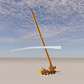 Industrial Equipment With Vertical Pole Horizontal Beam Red Stripes And Yellow Base
