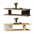 Modern Coffee Table Design With Wooden And Marble Elements Plants Books And Fruits