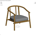 Minimalist Modern Armchair With Light Wooden Frame Curved Armrests And Gray Padded Seat
