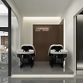 Stylish Modern Beauty Salon Interior With Wooden Reception Desk And Green Plant