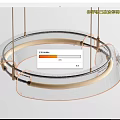Elegant Modern Hanging Chandelier with Circular Transparent Shade and Wooden Accents