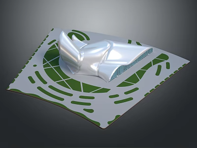 Modern Stadium Building With Streamlined Metallic Roof And Green Circular Surrounding Landscape 3d model