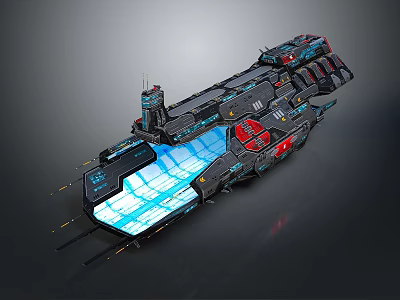 Futuristic Sci Fi Spaceship With Detailed Metallic Structure And Glowing Blue Panels 3d model