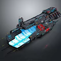 Futuristic Sci Fi Spaceship With Detailed Metallic Structure And Glowing Blue Panels