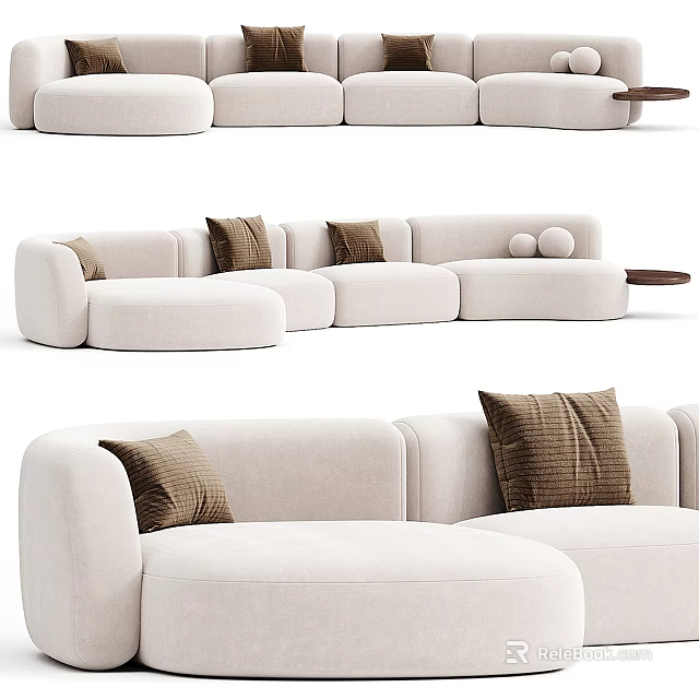 Comfortable Modern Outdoor Sofa With Cushions And Side Table 3d model