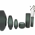 Stylish Green Glass Vases In Various Shapes And Sizes For Home Decoration