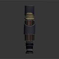 Blue And Gold Cylindrical Weapon With Layered Metallic Sections And Shiny Surface