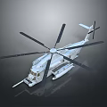 White Military Transport Helicopter With Multiple Rotor Blades Detailed Fuselage And Missile Pods