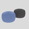 Round Woven Blue and Black Stools Featuring Textured Weave and Smooth Top 3d model