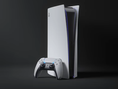 Sleek White Gaming Console With Wireless Controller For Home Entertainment 3d model
