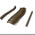 Three Anatomical Skeletal Spinal Vertebrae Models with Bony Projections and Brown Surface