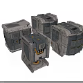 Gray Industrial Mechanical Cube Scene Components With Detailed Metallic Structural Texture Design 3d model