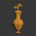 Shiny Golden Decorative Household Item With Two Handles And Ornate Top