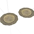 Decorative Ornament Set of Two Metal Plates with Intricate Ornate Edges for Home Decoration