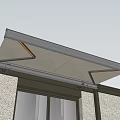 Modern Outdoor Awning With Black Frame Gray Fabric And LED Light