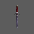Decorative Medieval Sword With Red Hilt Silver Blade And Ornate Guard