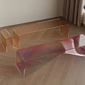 Transparent Colorful Acrylic Furniture In Modern Interior With Wooden Floor And Curtains