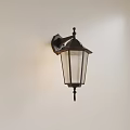 Vintage Wall Lamp With Black Metal Frame And Glass Shade Mounted On White Wall
