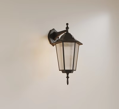 Vintage Wall Lamp With Black Metal Frame And Glass Shade Mounted On White Wall 3d model