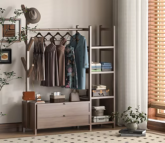 Modern Hanger Coat Rack Floor Hanger Mobile Coat Rack 3d model