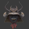 Antique Samurai Warrior Helmets With Horns And Metal Decorative Details