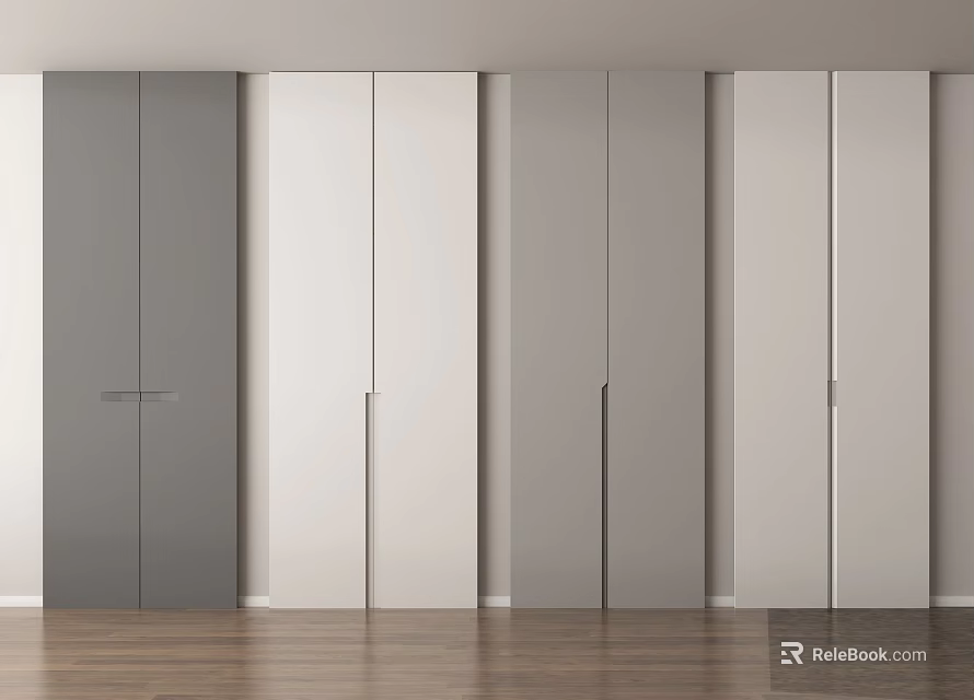 Modern Wardrobe Doors With Neutral Color Schemes And Minimalist Style 3d model 