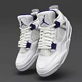 White and Purple Jordan Basketball Shoes Featuring Leather Upper Mesh Details and Classic Style