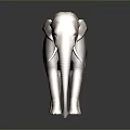 Gray Elephant Standing On Dark Surface With Long Ivory Tusks